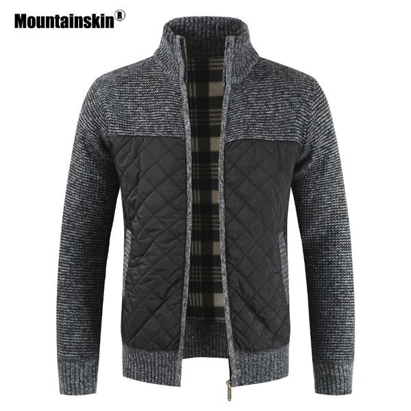

mountainskin men's sweaters autumn winter warm knitted sweater jackets cardigan coats male clothing casual knitwear sa833, White;black