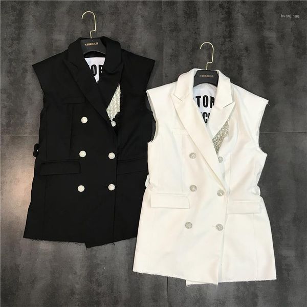 

spring 2020 new diamond chain pendants with worsted edges lined with letters suit jacket vest.1, Black;white
