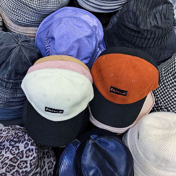 

tweed qiudong net red letter color matching duck tongue men's and women's korean college new versatile baseball hat, Blue;gray