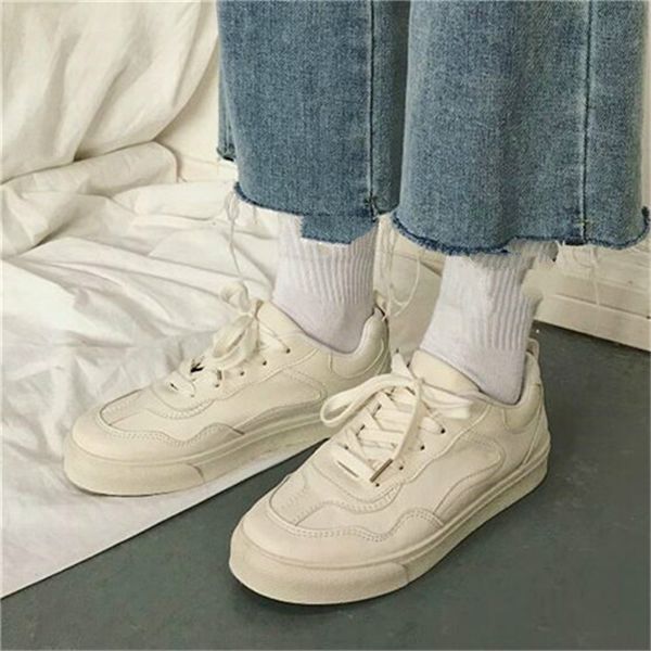 

2021 the new new spring eminine white lace-up leather plutonium solid female women's shoes 70qd, Black