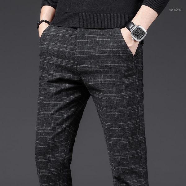 

men's pants autumn winter casual men cotton straight fit chinos fashion lace-up elastic waist black trousers male brand clothing1