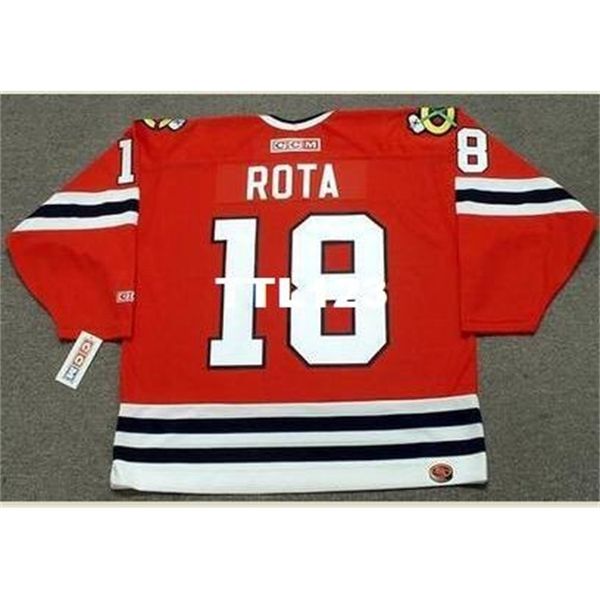 

740s #18 darcy rota chicago blackhawks 1975 ccm retro hockey jersey or custom any name or number retro jersey, Black