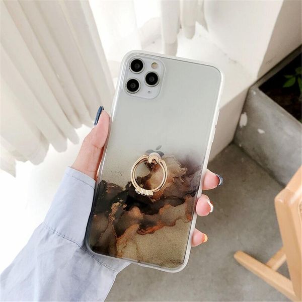 

marble texture ring holder phone case for iphone 12 11 pro max xr xs max x 7 8 plus se 2020 transparent wmtoys yyysports