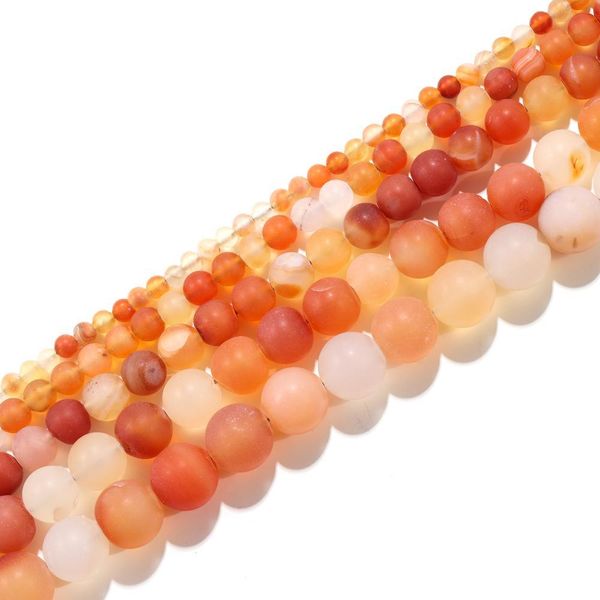 

4 12mm matt dull polish natural orange red agates stone round loose beads for jewelry making diy necklace bracelet wholesale h bbyfzr
