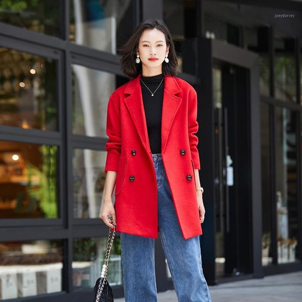 

fashion office ladies red coat women woolen coats outerwear clothes 20% wool fall wintner1, Black
