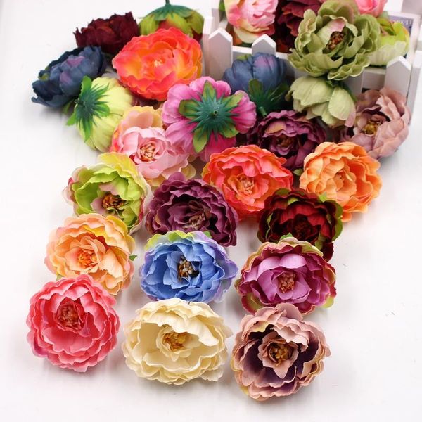 

50pcs artificial decorative peony heads simulation diy silk flower head for wedding home party decoration flowers1