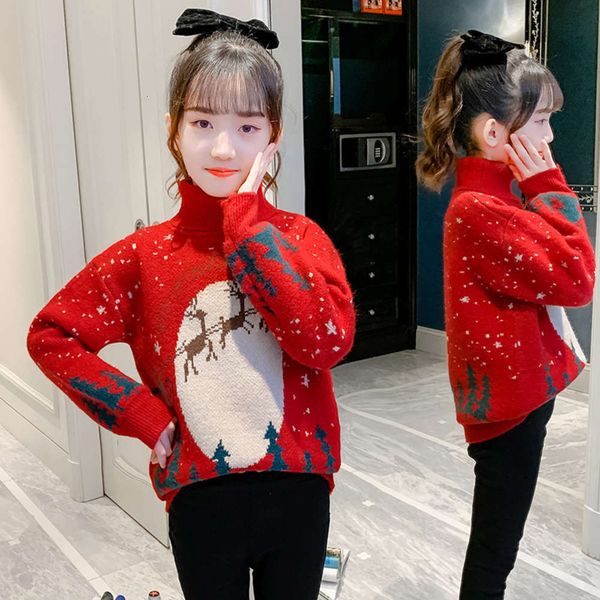 

neck 2020 round new autumn and winter cuhk children's foreign sle girls' pullover knitted sweater, Blue