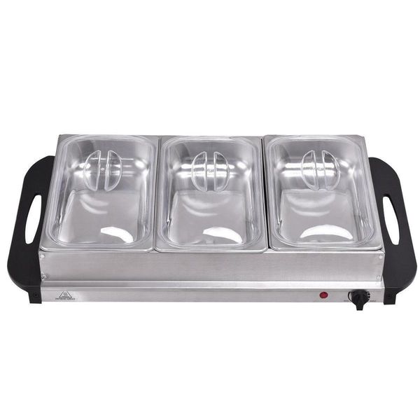 

buffet server food warmer stainless steel 2.5 quart 3 tray chafin jlljua mywjqq