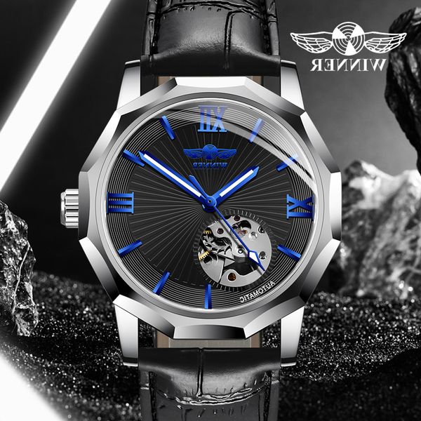 

2021winner men watch mechanical automatic watche sport men wristwatch luminous black watch relogio masculino, Slivery;brown