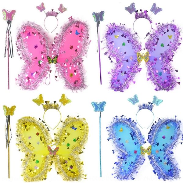 

jzaib children's day three-piece butterfly butterflyball silk props angel elf wings golden performance butterfly wings prop set 8batp