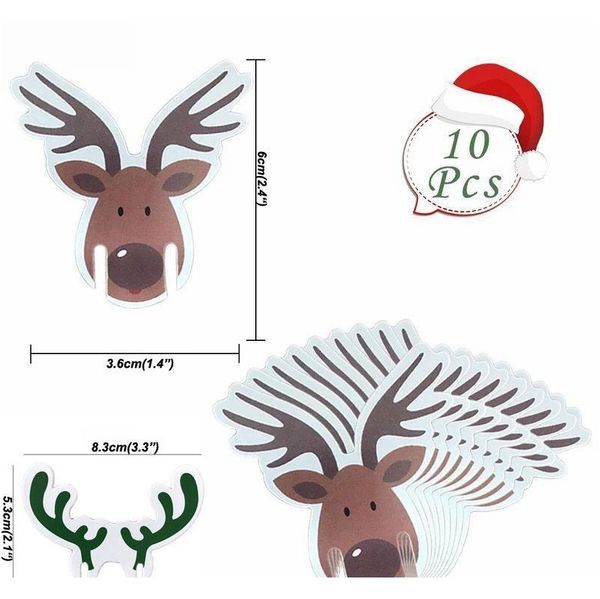

christmas red wine glass cards xmas new year party dinner ornaments 10pcs wine bottle cover hangings props goblet c jlllzu mx_home