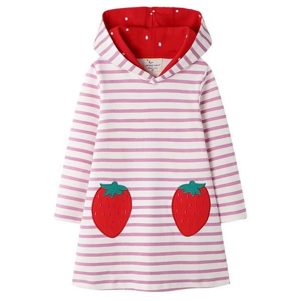 

jumping meters strawberry girls sweatshirts hoodies dress for kids long sleeve clothes autumn children cotton kids hooded dress lj200923, Red;yellow