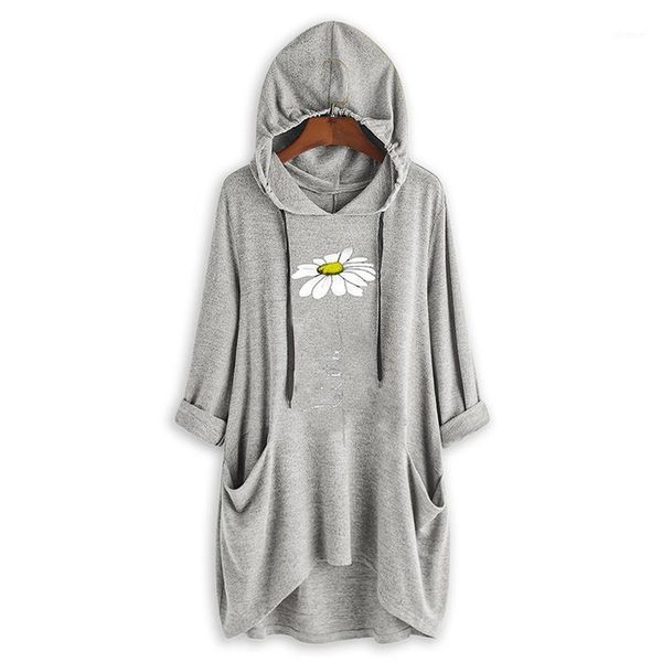 

2020 spring flower printed pullover zanzea women hoodies blouse vintage casual hooded long female blusas shirt chemise robe1, White