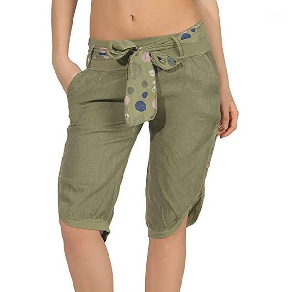 

summer loose straight knee length shorts comfortable pocket trouses women's shorts plus size fivestrap casual1, White;black