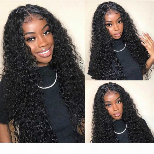 

deep wave wig 180 density short and long lace front human hair wigs pre plucked brazilian deep curly human hair frontal wigs, Black;brown