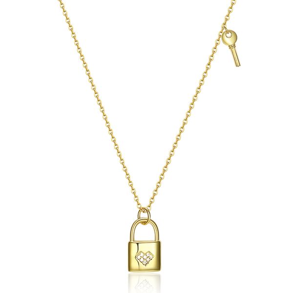 925 Sterling Silver 18K Gold Heart Lock e collana chiave lucchetto ciondolo catena gioielleria raffinata per le donne figlia fidanzata regalo Q0531