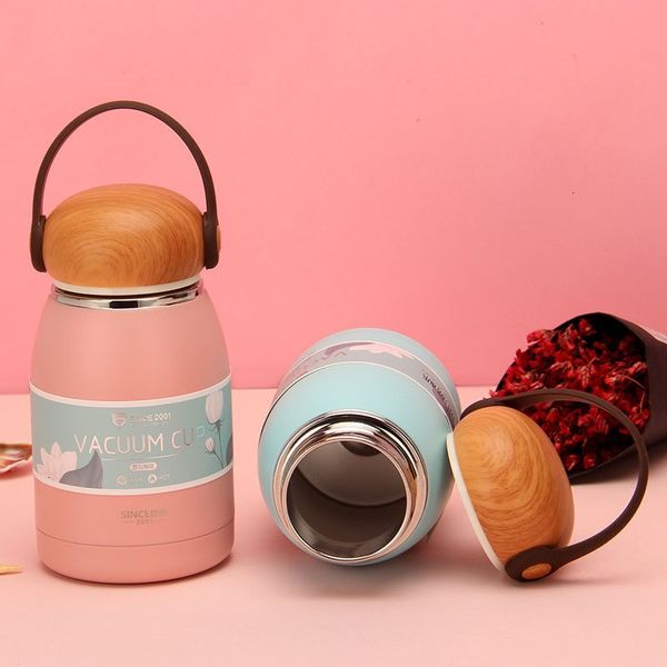 

320ml tumblers kids stainless steel student vacuum silicone rope wide mouth insulated water bottle