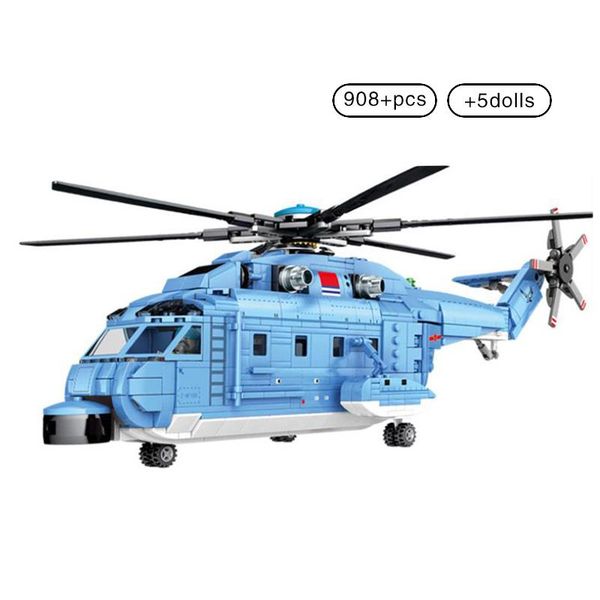 

sembo 908pcs z-18 large utility helicopters building blocks military army city plane airplane bricks children educational toys bbyqnj