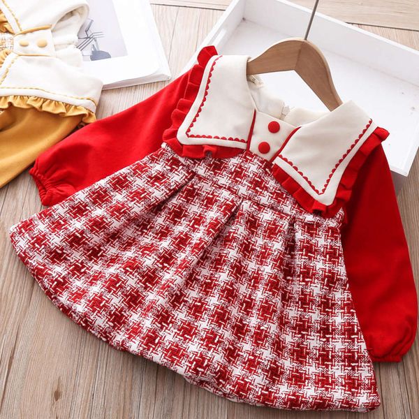 

girls' winter small fragrance drs korean plaid new year plush thickened warm princs skirt, Red;yellow