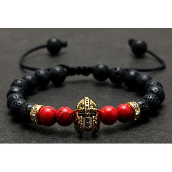 

natural stone beads bracelet for men gold sparta helmet women's charm bracelets wristband couple bracelet her gifts for jlldnv, Black