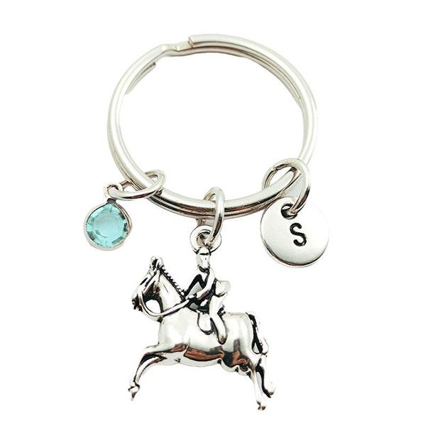 

knight креативный начальное письмо birthstone брелки брелки мода ювелирные женщины подарки аксессуары подвески, Silver