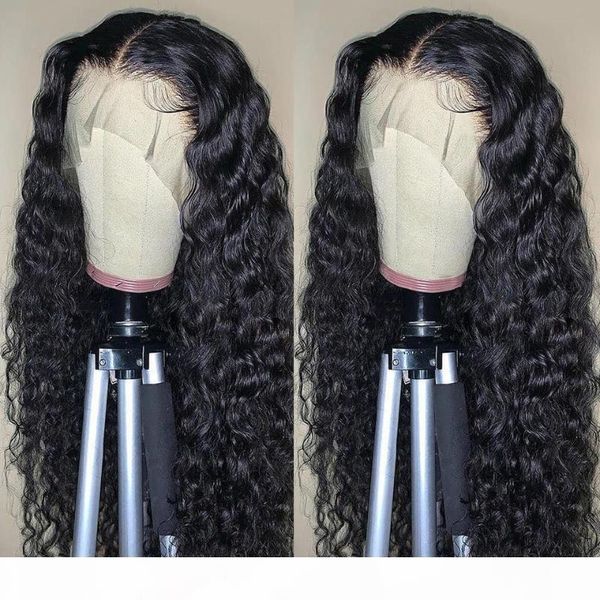 

aircabin water wave hd lace wigs 30 inch 13x6 type t transparent lace wig glueless brazilian remy human hair wigs for women, Black;brown