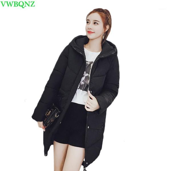 

women's down & parkas long winter jacket female 2021 fashion hooded warm coat womens casual loose cotton-padded ladies cotton coats1, Black