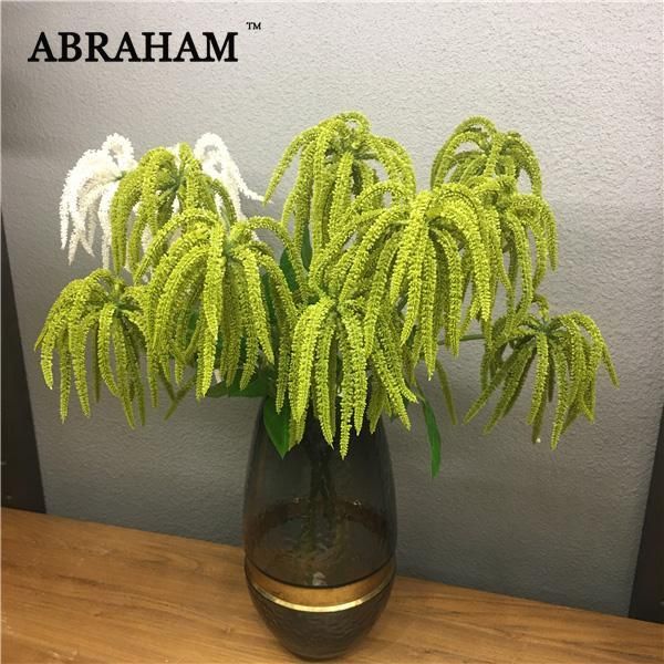 

60cm 3fork fake astilbe tree branch artificial pine plastic green plant vine real touch flower for home wedding wreath decor1
