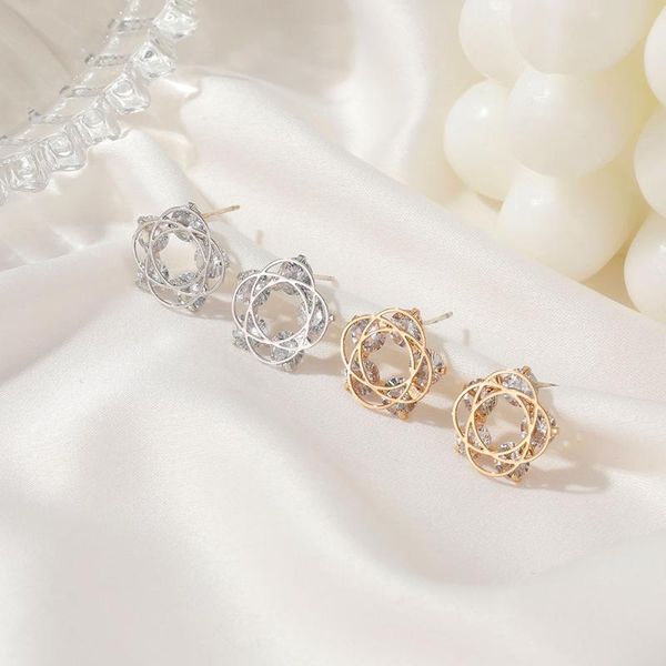 

new european fashion flower cross zircon bride earrings, Golden;silver