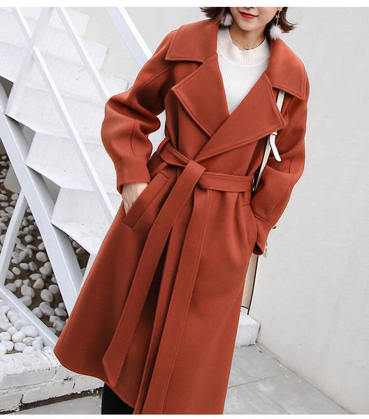 

2021 autumn and winter female mid-long new korean temperament women's popular woolen coat, Black