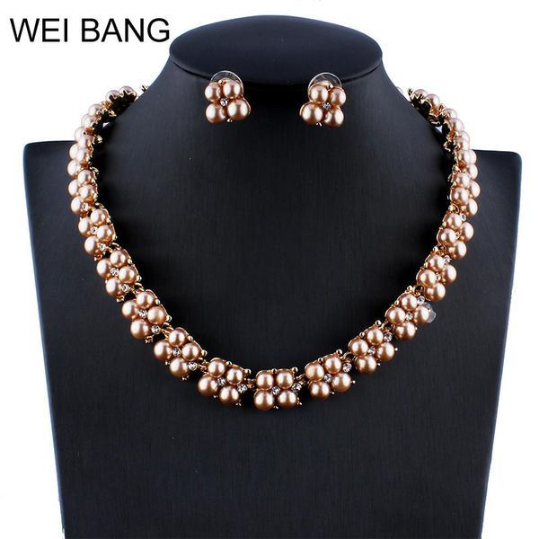 

earrings & necklace fashion women jewelry sets pearl gold color set rhinestone gift for dress accessories 2021, Silver