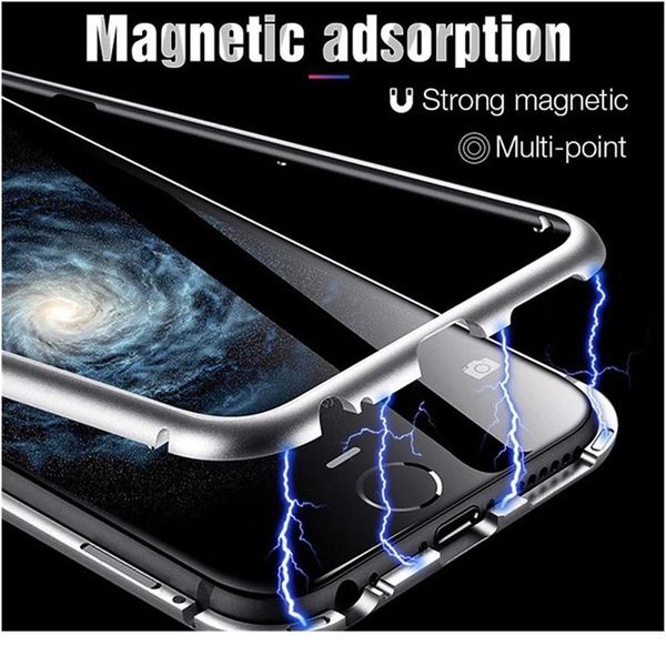 

magnetic adsorption metal case for iphone 12 11 pro max se 2 tempered glass back case for iphone xs wmtpfj