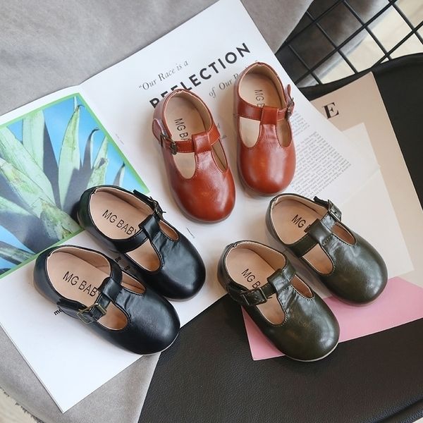 

autumn new children shoes leather british style girls leather shoes t-tied buckle baby soft bottom dresses shoes d03191 201130, Black;red