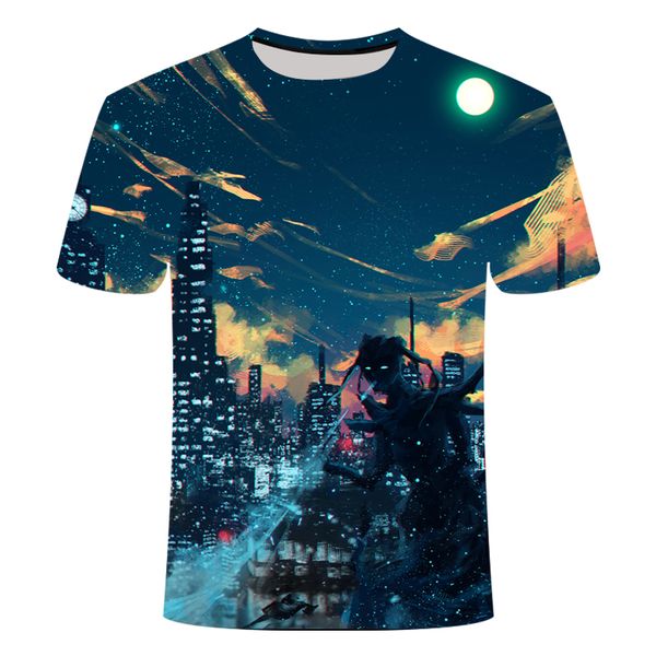 

blue flaming anime camiseta streatwear 3d print shirts harajuku funny graphic men clothing