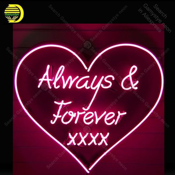 

neon sign for always & forever glass tube handmade pink heart neon light sign decorate home iconic neon light lamp advertise