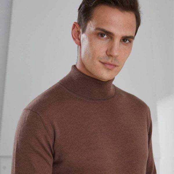 

men's sweaters turtleneck wool cashmere 48nm worsted solid color basic turn-down collar pullovers jumpers christmas, White;black
