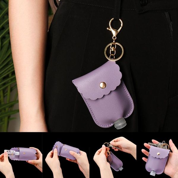 

storage bottles & jars portable refillable reusable travel empty bottle with keyring hand sanitizer flip cap holder keychain 30ml
