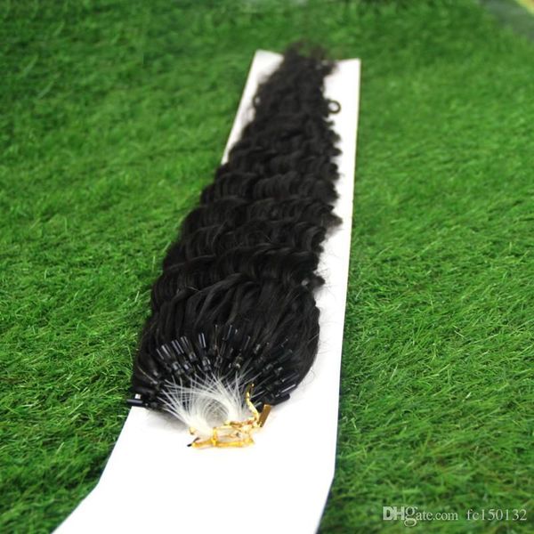 

brazilian deep wave hair micro loop human hair extensions 100g 1g s, Black