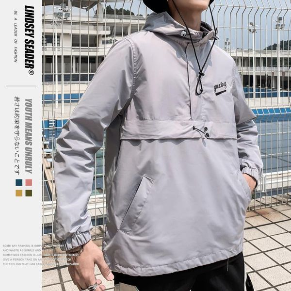 

lindsey seader men's windbreaker black jacket hoodies men sweatshirts pullover tracksuit streatwear outwear1, Black;brown