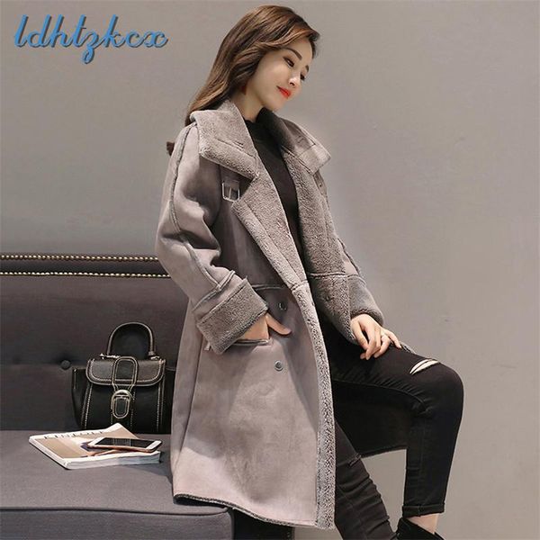 

ldhtzkcx solid color large size long-sleeved woolen coat female 2020 winter new fashion loose zippers pockets woolen coats cx341, Black
