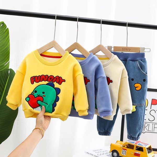 

clothing sets autumn baby boys girls toddler infant plush warm love thicken pnats children clothes outdoor kids costume1, White