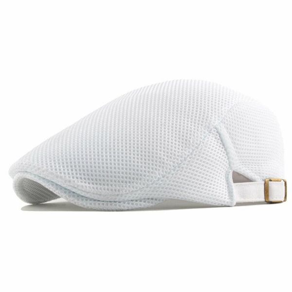 

summer men newsboy ivy cap hat mesh cabbie golf driving sun flat beret black gray white khaki coffee, Blue;gray