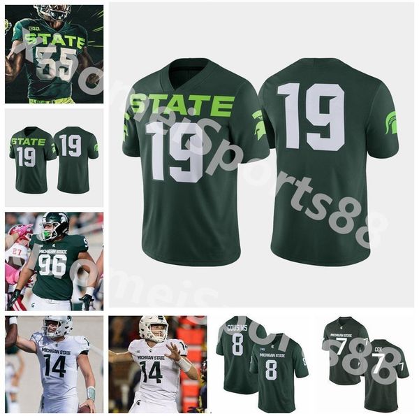 

michigan state spartans football jerseys brian lewerke jersey joe bachie jr kenny willekes dimitri douglas kirk cousins custom stitched, Black