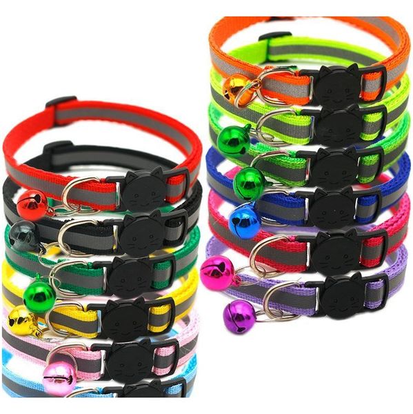 

useful round pet collars reflective bell cat face adjustable size pet necklace neck strap safety buckle cat dog le wmtecu fivegarden