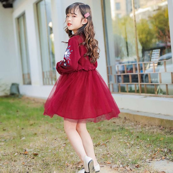 

girl's foreign spring drs 2020 princs new big children's red skirt har5sa0f, Red;yellow