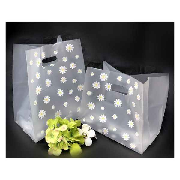 

100pcs 5sizes lovely floral gift bag thicken plastic carry bag shopping ,takeaway salad packing a3njo
