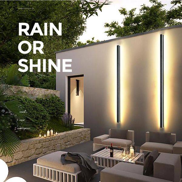

modern waterproof outdoor long strip led wall lamp ip65 aluminum wall light garden porch sconce light 110v 220v sconce luminaire