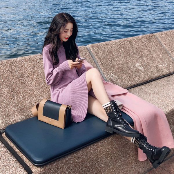 

new 2021 autumn solid color elegant thick nightgown gown women's knitted or crocheted loose short feminine chic dress in ad3o ctey, Black;gray