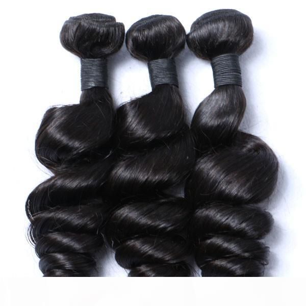 

grade 7a brazilian indian hair weave weft loose wave hair double weft no shedding no tangle durable 3 pcs lot, Black