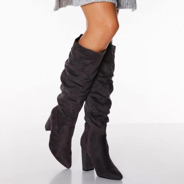 

long boots 9.5cm women thigh high platform boots black suede heels over knee zapatos mujer black shoes woman1